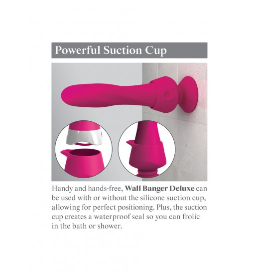 Розовый вибромассажер со сменной присоской Wall Banger Deluxe - 19 см.