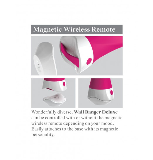 Розовый вибромассажер со сменной присоской Wall Banger Deluxe - 19 см.
