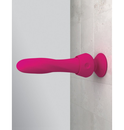 Розовый вибромассажер со сменной присоской Wall Banger Deluxe - 19 см.