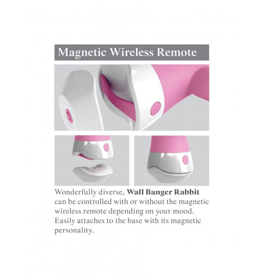 Розовый вибратор-кролик со съемной присоской Wall Banger Rabbit - 19,9 см.