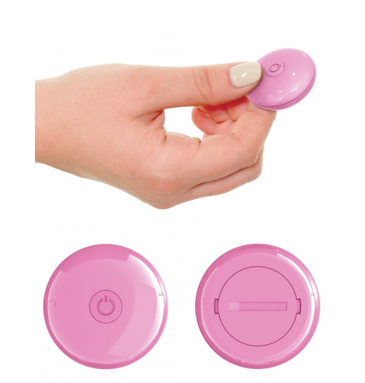 Розовый вибромассажер Rock N Grind с пультом - 17,2 см.