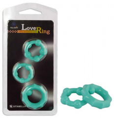 Набор из 3 бирюзовых рельефных эрекционных колец