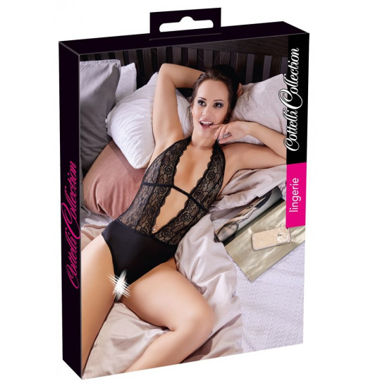 Боди с кружевным верхом и вырезом в промежности