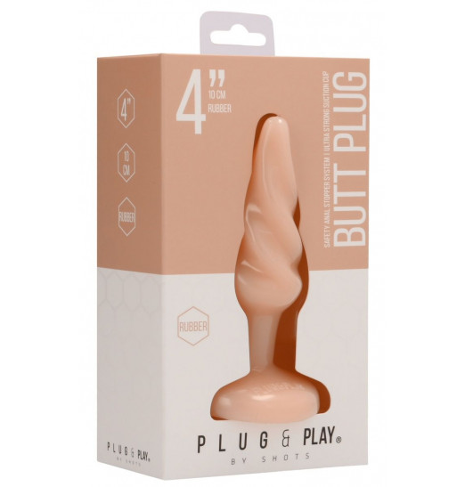 Телесная витая анальная пробка Rounded 4 Inch - 10 см.