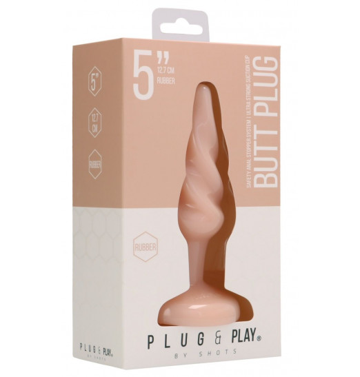 Телесная витая анальная пробка Rounded 5 Inch - 12,7 см.