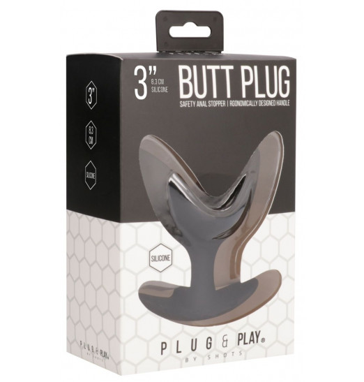 Черная анальная пробка-эспандер Split 4 - 8,5 см.