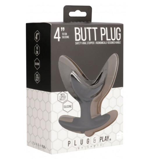 Черная анальная пробка-эспандер Split 6 - 10,5 см.