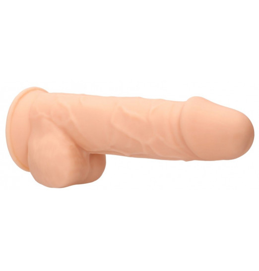 Телесный фаллоимитатор Silicone Dildo With Balls - 21,6 см.