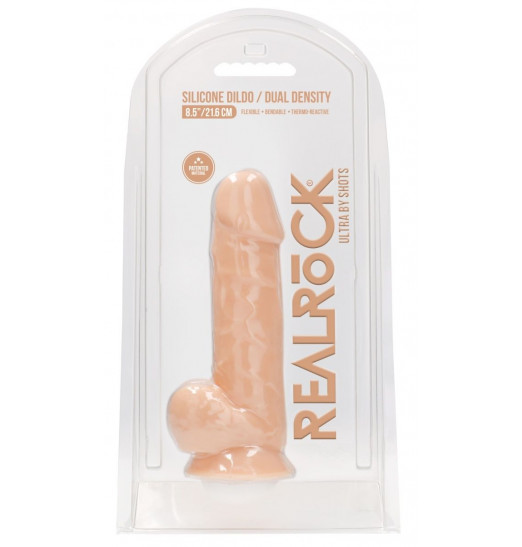 Телесный фаллоимитатор Silicone Dildo With Balls - 21,6 см.