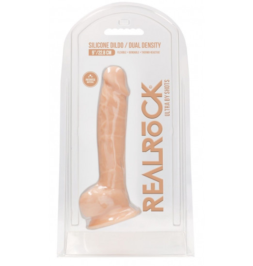 Телесный фаллоимитатор Silicone Dildo With Balls - 22,8 см.