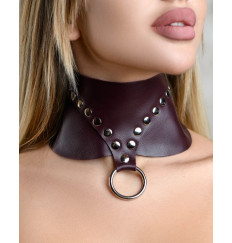 Бордовый широкий ошейник Ladys Arsenal с заклепками