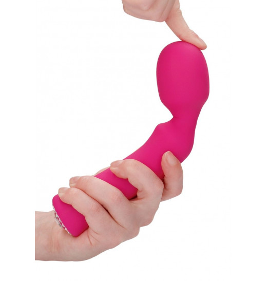 Розовый универсальный массажер Wand Pearl - 20 см.
