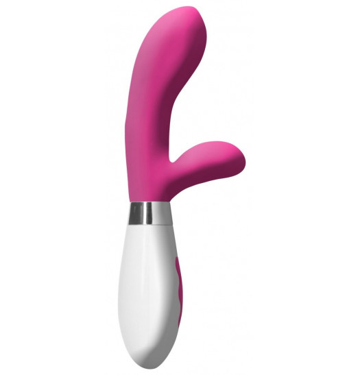 Розовый перезаряжаемый вибратор-кролик Achilles - 21 см.