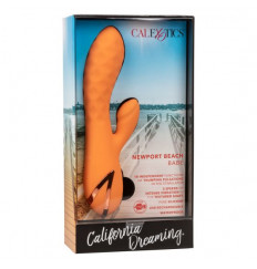Оранжевый вибромассажер-кролик Newport Beach Babe с пульсирующим воздействием - 21,5 см.