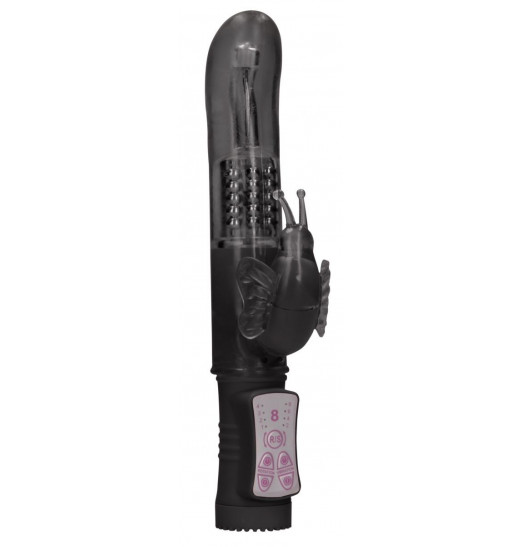 Черный вибратор-кролик Rotating Butterfly - 22,8 см. Черный вибратор-кролик Rotating Butterfly - 22,8 см.