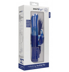Синий вибратор-кролик Rotating Butterfly - 22,8 см.