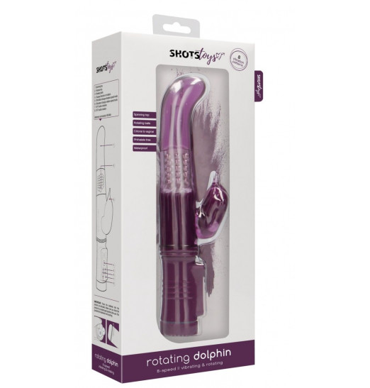 Фиолетовый вибратор-кролик Rotating Dolphin - 23 см. Фиолетовый вибратор-кролик Rotating Dolphin - 23 см.
