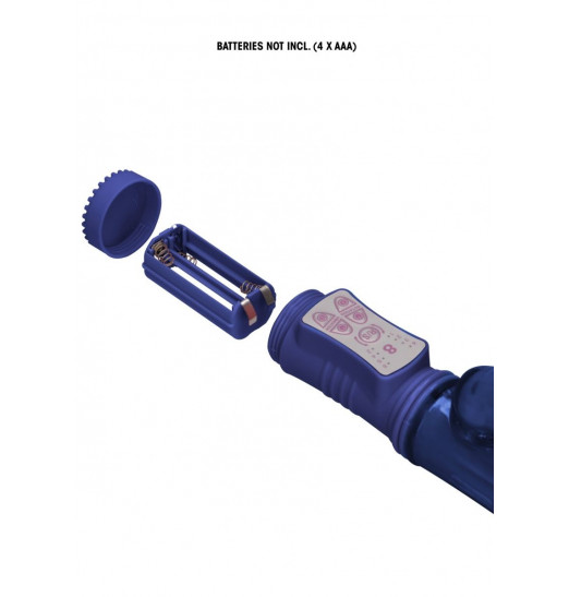 Синий вибратор-кролик Rotating Beetle - 22 см.