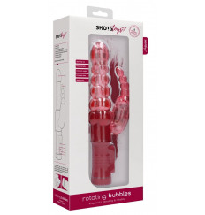 Красный вибратор-кролик Rotating Bubbles - 23,2 см.