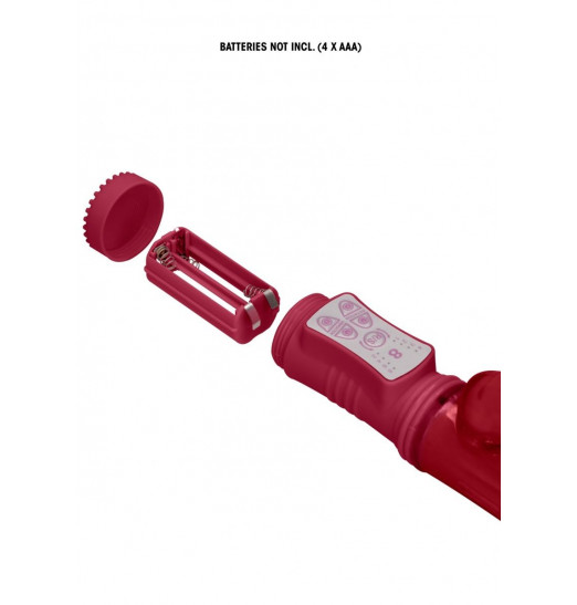 Красный вибратор-кролик Rotating Bubbles - 23,2 см.