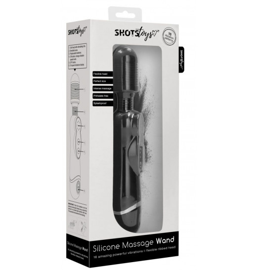 Черный универсальный массажер Silicone Massage Wand - 20 см.