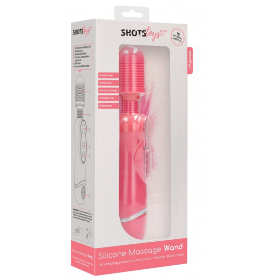 Розовый универсальный массажер Silicone Massage Wand - 20 см.