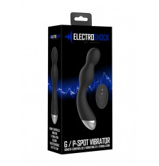 Черный гладкий вибромассажер с электростимуляцией и пультом ДУ E-Stim G/P-Spot Vibrator - 19,5 см.