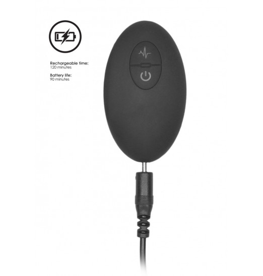 Черный гладкий вибромассажер с электростимуляцией и пультом ДУ E-Stim G/P-Spot Vibrator - 19,5 см.