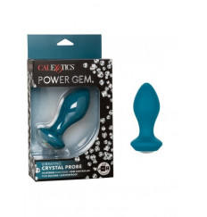 Бирюзовая анальная вибропробка с кристаллом Power Gem Vibrating Crystal Probe - 10,75 см.