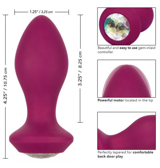 Фиолетовая анальная вибропробка с кристаллом Vibrating Crystal Probe - 10,75 см.