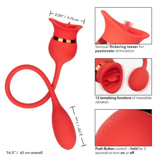 Красный клиторальный вибромассажер Casanova с виброяйцом на мягкой сцепке