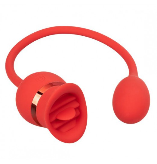 Красный клиторальный вибромассажер Casanova с виброяйцом на мягкой сцепке