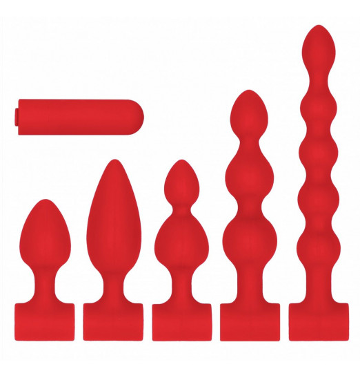 Красный анальный вибронабор USB-Rechargeable Anal Set
