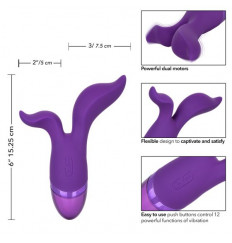 Фиолетовый раздвоенный вибромассажер Aura Duo