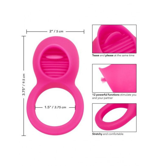 Ярко-розовое эрекционное кольцо Silicone Rechargeable Teasing Tongue Enhancer Ярко-розовое эрекционное кольцо Silicone Rechargeable Teasing Tongue Enhancer
