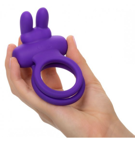 Фиолетовое двойное эрекционное кольцо Silicone Rechargeable Dual Rockin Rabbit