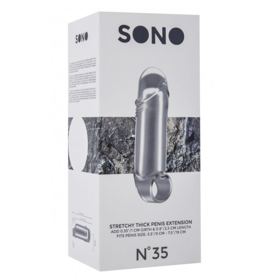 Прозрачная увеличивающая насадка с кольцом N35 Stretchy Thick Penis - 15,2 см.