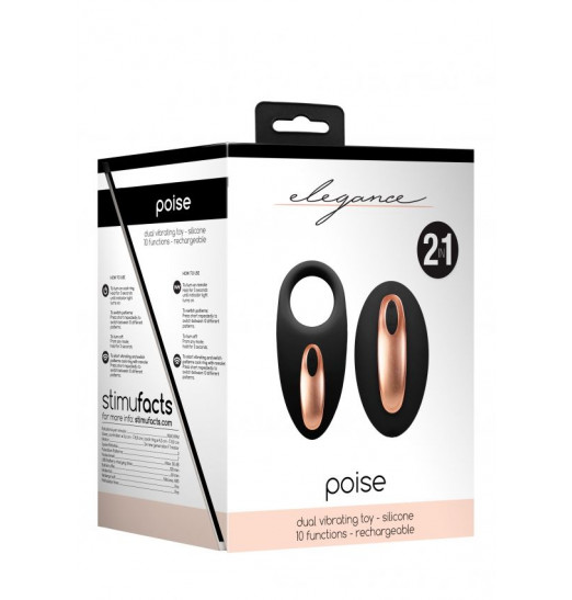 Черное эрекционное виброкольцо Poise с пультом