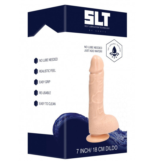 Телесный реалистичный фаллоимитатор Self Lubrication Dong 7 Inch - 21,7 см.
