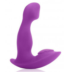 Фиолетовый G-вибромассажер с шипиками на основании - 10,5 см.