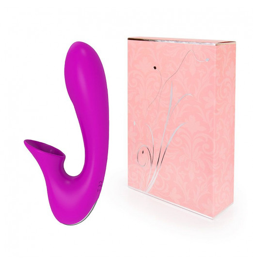 Фиолетовый фантазийный вибромассажер с клиторальным стимулятором