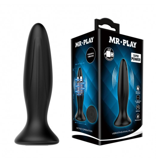 Черная анальная вибропробка Mr Play - 12,8 см.