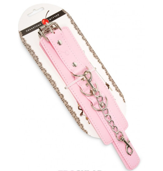 Розовые наручники с регулировкой на цепочке