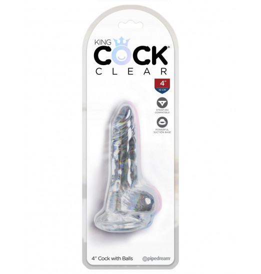 Прозрачный фаллоимитатор King Cock Clear 4 Cock with Balls - 12,7 см. Прозрачный фаллоимитатор King Cock Clear 4 Cock with Balls - 12,7 см.