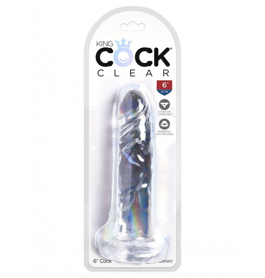 Прозрачный фаллоимитатор King Cock Clear 6 Cock - 18,4 см.