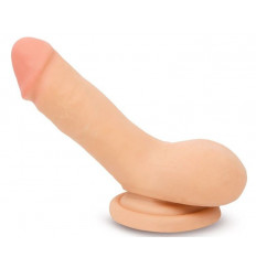 Телесный реалистичный фаллоимитатор с присоской - 15 см.