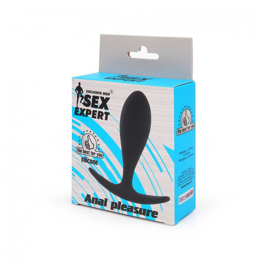 Черная силиконовая анальная пробка - 9,5 см.