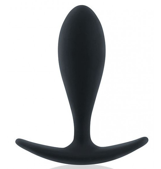 Черная силиконовая анальная пробка - 9,5 см.