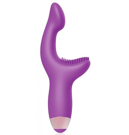 Фиолетовый G-вибромассажер с покрытым шипами выступом