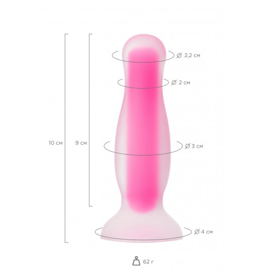 Розовая, светящаяся в темноте анальная втулка - 10 см.